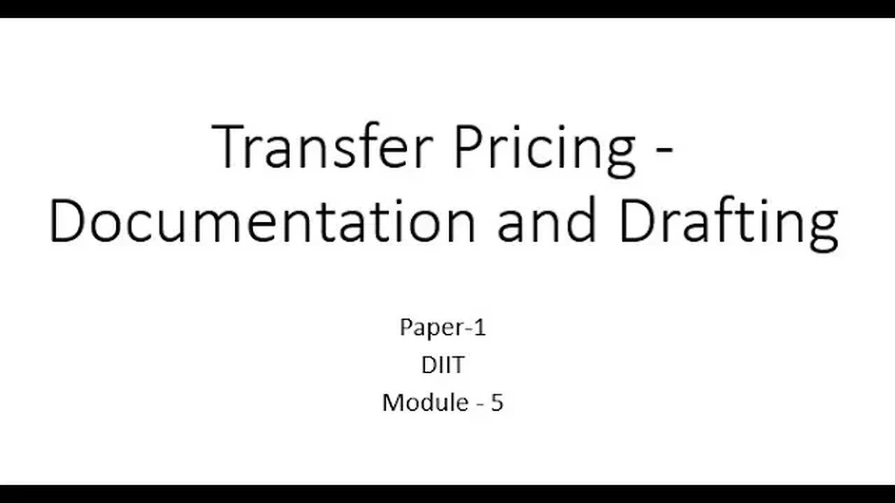 Transfer Pricing Documentation and Drafting