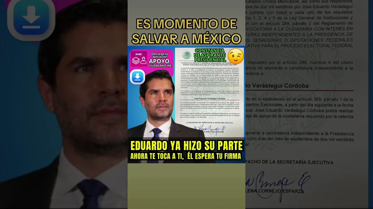 😇 EDUARDO YA HIZO SU PARTE, AHORA TE TOCA A TI, ÉL ESPERA TU FIRMA. DESCARGA LA APLICACIÓN DEL INE