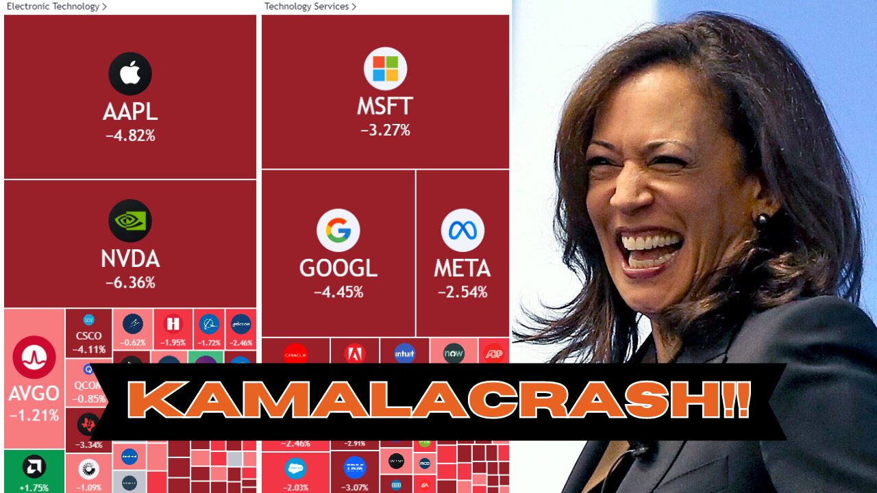 KAMALACRASH!! The stock market implodes! as Kamala Harris is INSTALLED as Dem candidate!