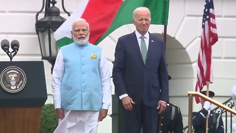 Joe Biden Realizing The Indian National Anthem Is Being Played First