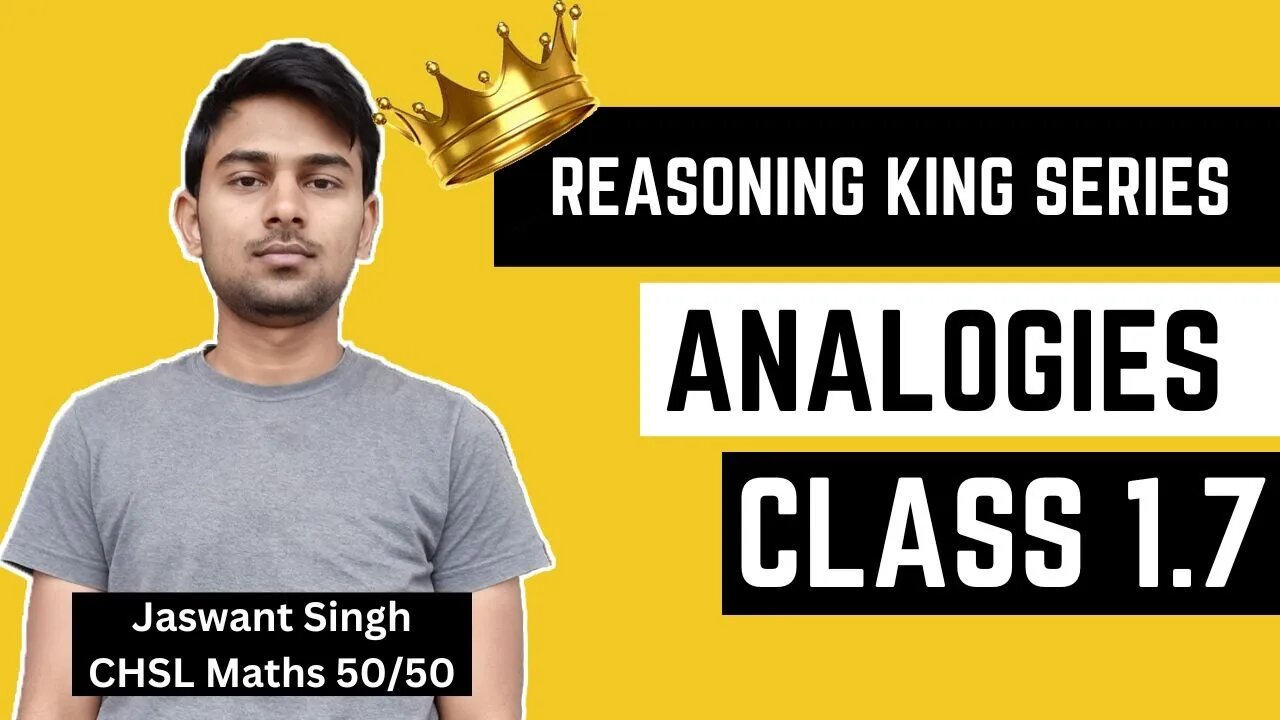 Analogy Topic 7 | Reasoning King Series by Jaswant Sir Class 1.7 #reasoning #analogy #mews