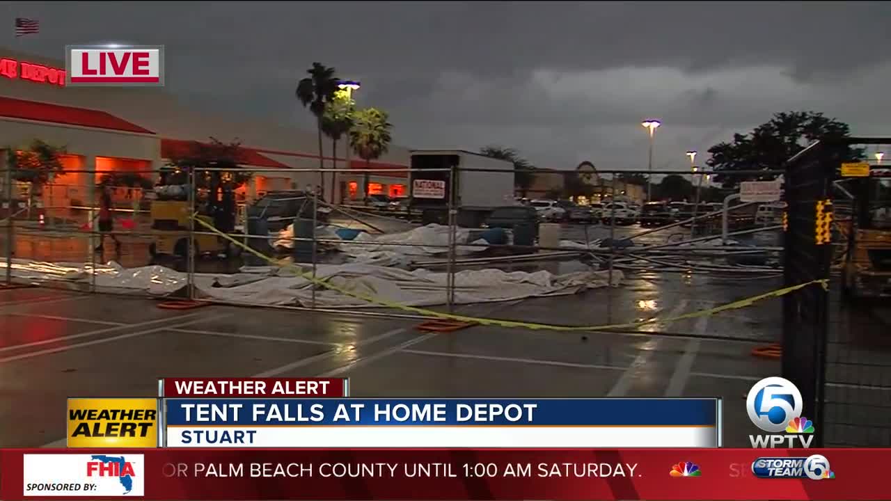 Strong storms cause tent collapse at Home Depot in Stuart