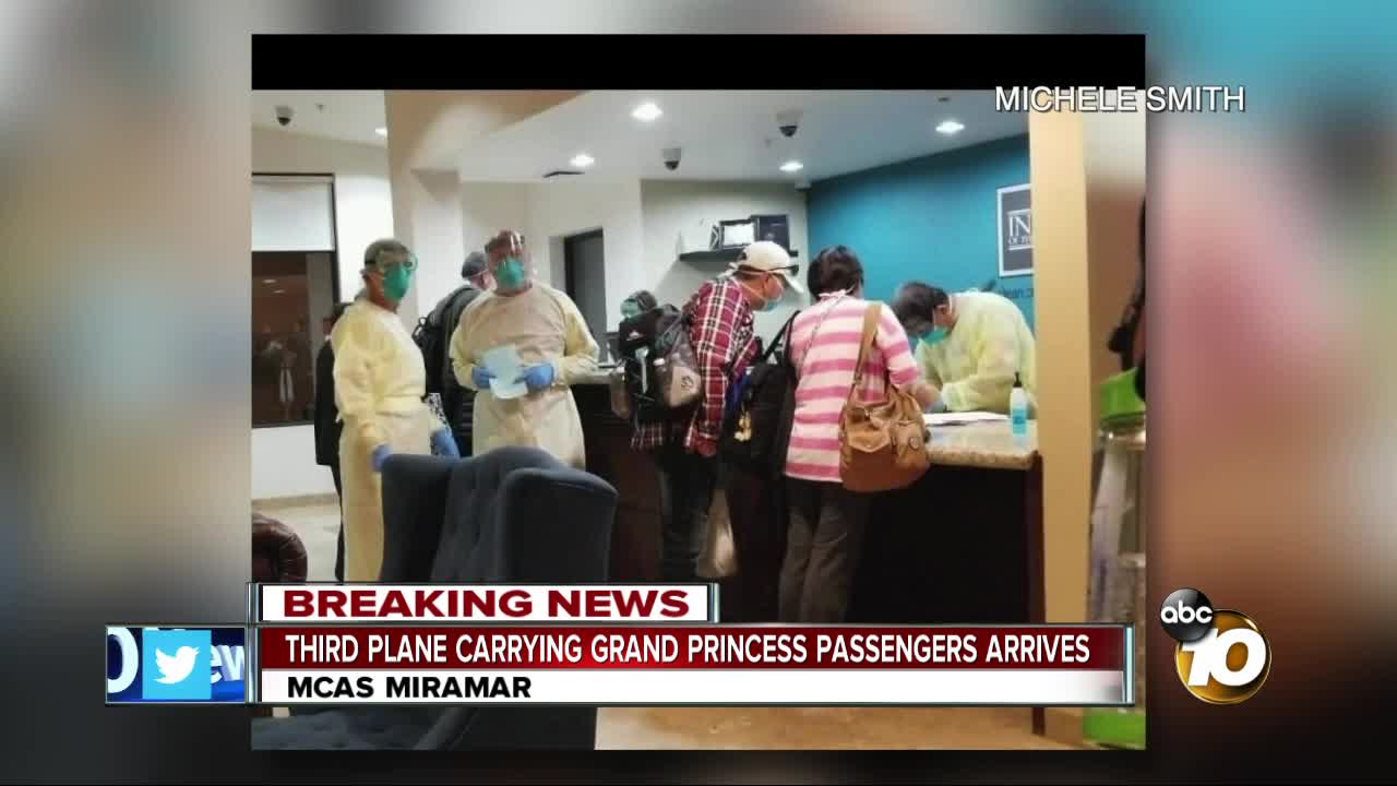 Third plane carrying Grand Princess passengers arrives at MCAS Miramar