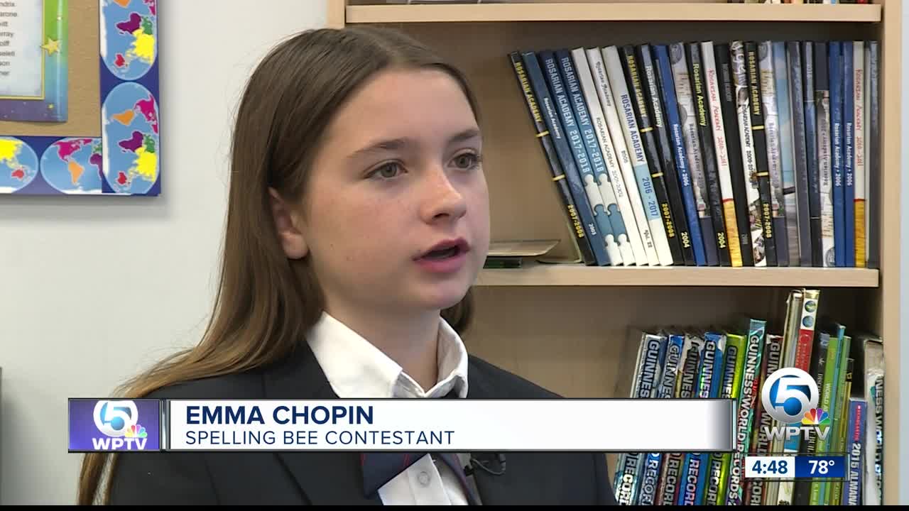 Emma Chopin of Rosarian Academy competing in Scripps National Spelling Bee