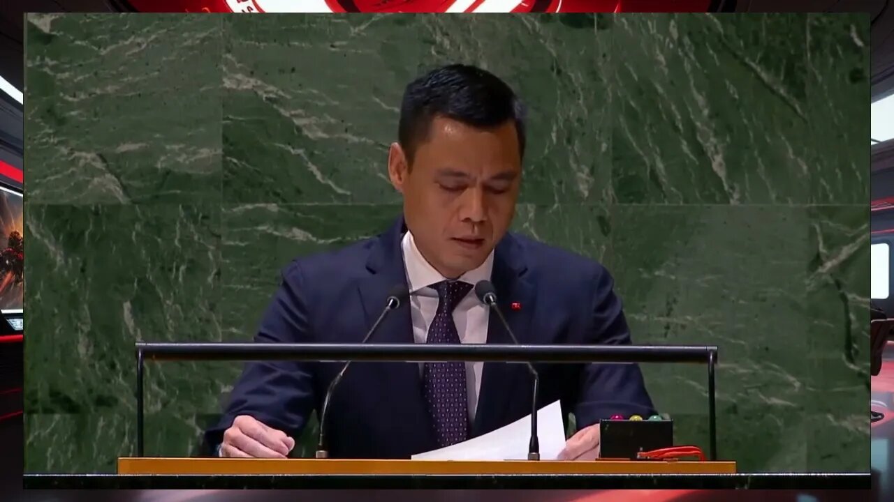 A representative for Vietnam addresses the General Assembly emergency session on Gaza