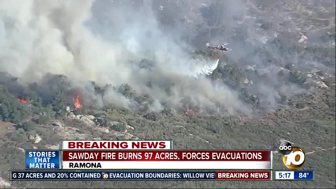 Sawday Fire Burns 97 Acres, Forces Evacuations