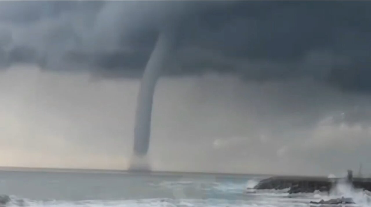 A massive tornado appears off the coast of Ostia near Rome, Italy.
