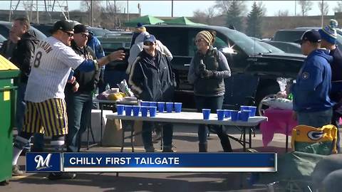 Fans battle cold weather for Opening Day tailgate at Miller Park