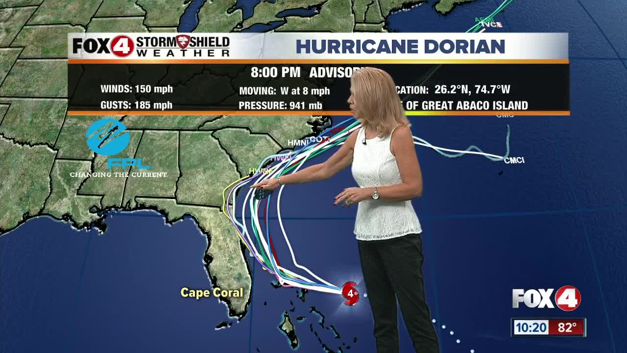 Hurricane Dorian continues west