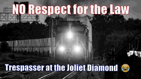Double Trains on the Joliet Diamond, Both Directions of Amtrak and a Railroad Trespasser