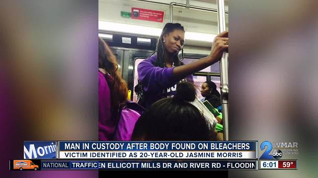Suspect arrested after 20-year-old woman found dead on bleachers