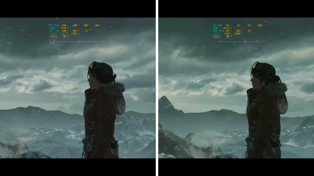 HD6750 + Athlon X4 vs GT730 + Athlon X4 no Benchmark do Rise of The Tomb Raider.