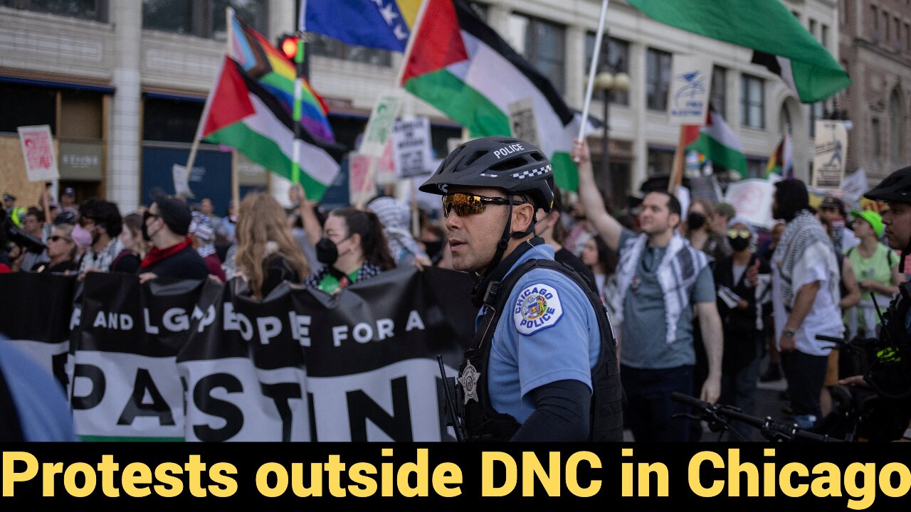 Protests outside the DNC in Chicago