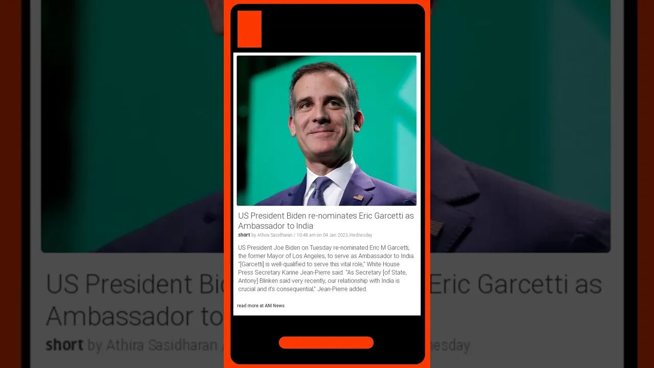 Breaking News: President Biden Re-Nominates Eric Garcetti for Ambassadorship to India! | #shorts