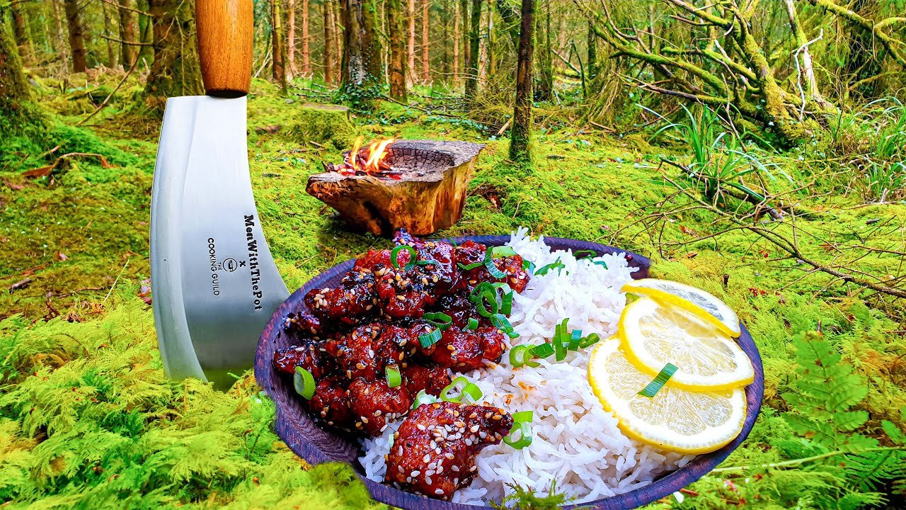 Lemon Crunchy Chicken cooked in the middle of the forest ASMR cooking NO TALK