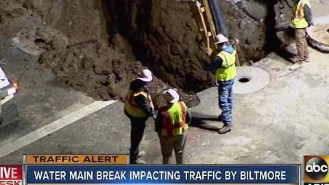 Crews still fixing water main break on Camelback