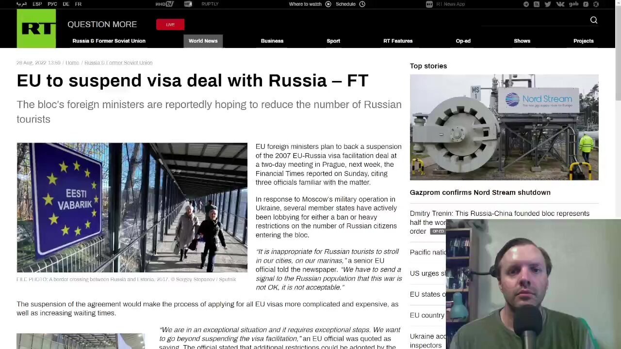 EU only does partial ban on Russian visas, including tourists, potential to damage Europe GDP