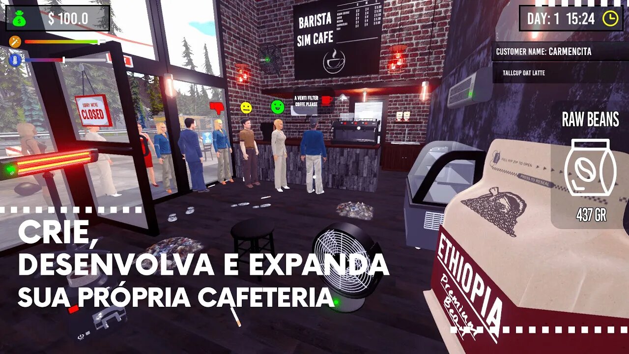 Barista Simulator - Crie, Desenvolva e Expanda sua Própria Cafeteria (Jogo de Simulação para PC)