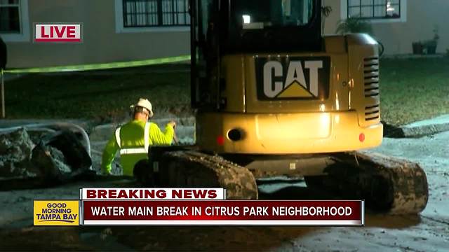 Water main break causes 10-foot hole in Citrus Park neighborhood