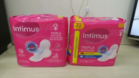 2x Intimus Absorvente Externo, Tripla Proteção Suave com Abas, 32 unidades