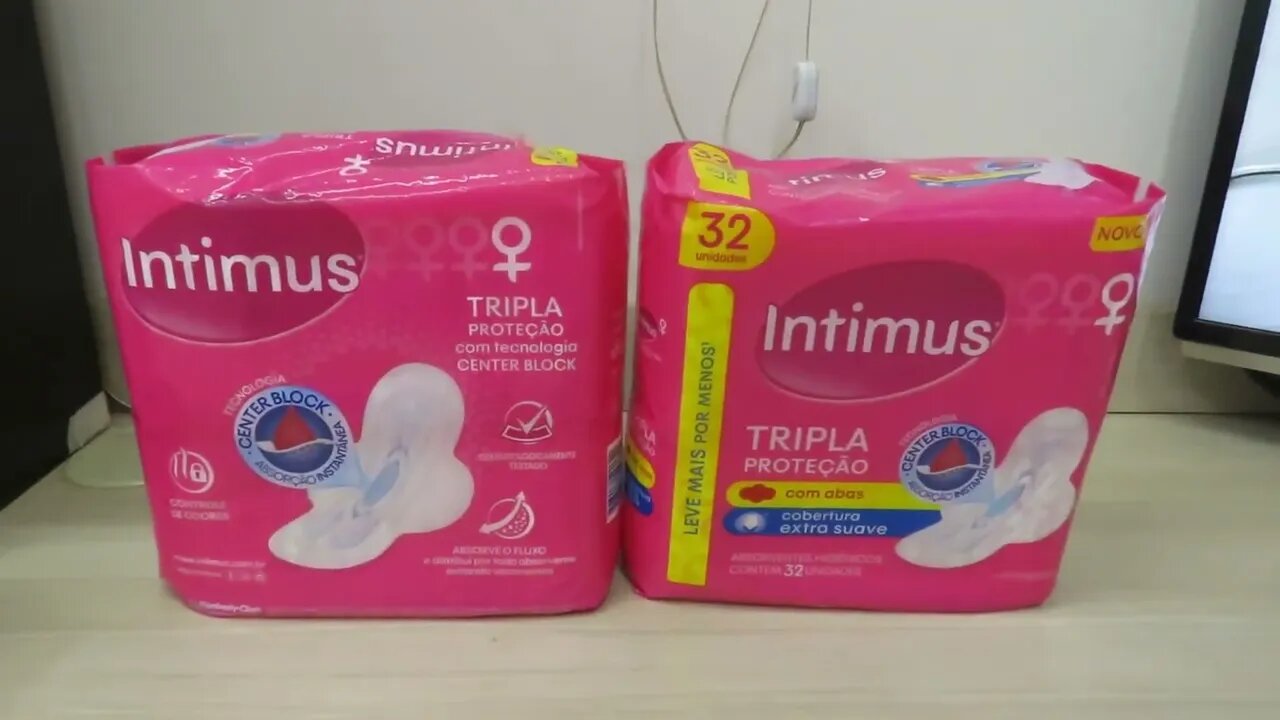 2x Intimus Absorvente Externo, Tripla Proteção Suave com Abas, 32 unidades