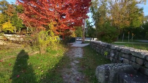 Tricentennial Park on Blackstone River in Sutton Massachusetts in Autumn Foliage