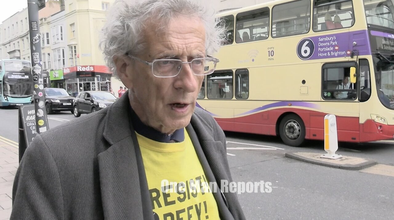 Piers Corbyn interview walking through Brighton