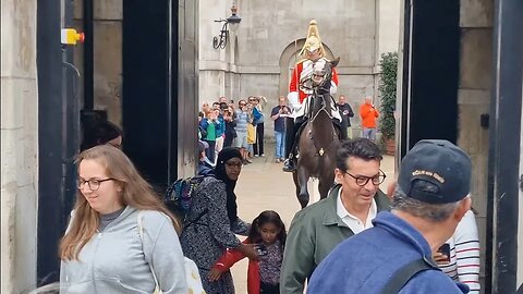 King's guard returns to find his horse box full of tourist's LADIES AND GENTLEMEN GET OUT