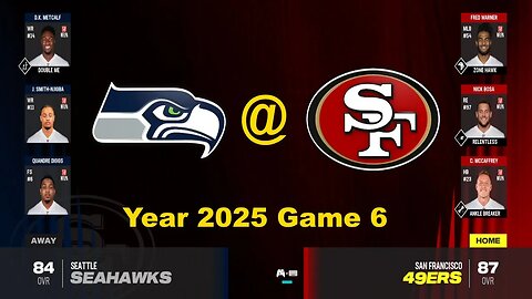 Madden 24 Year 2025 Game 6 Seahawks Vs 49ers 2x speed
