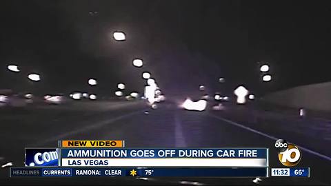 Video shows ammunition going off during car fire