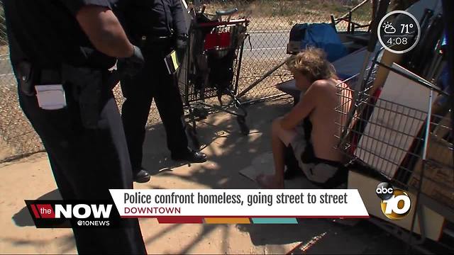 Police confront homeless living in East Village