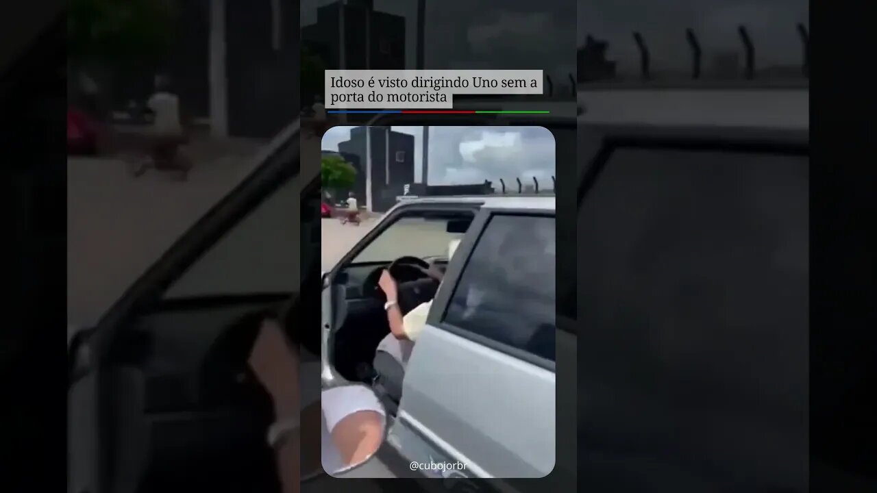 Idoso é visto dirigindo Uno sem a porta do motorista