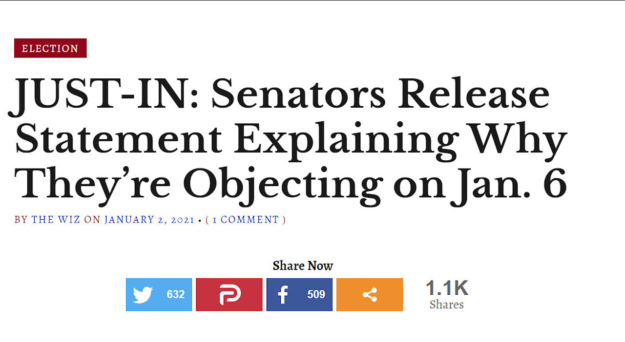 JUST-IN: Senators Release Statement Explaining Why They’re Objecting on Jan. 6