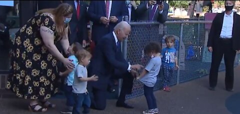 Biden Says ‘I Like Kids Better Than People’ After Hugging Child Maskless, While Hecklers Nearby Shou