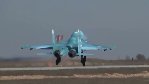 Su-34 strikes Ukrainian military trucks