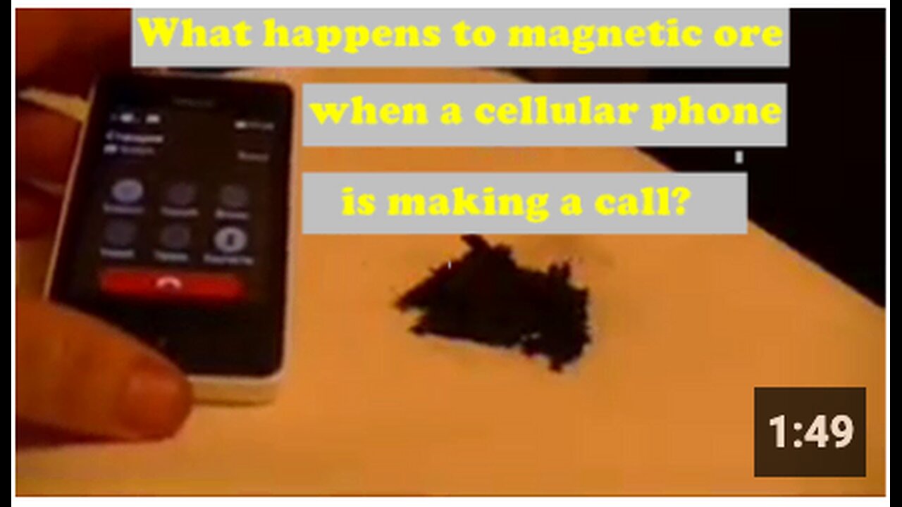 What happens to magnetic ore when a cellular phone is making a call?