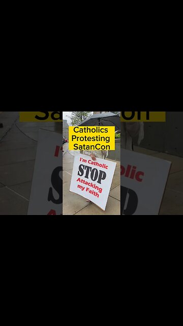 Catholics Protesting SatanCon outside. #shorts #catholic #satanism