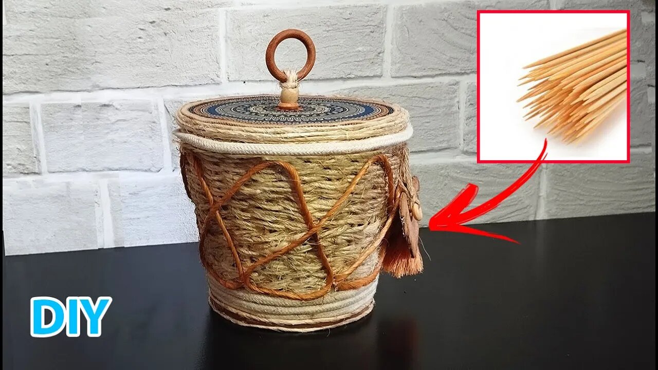 Lindo Pote Organizador feito com Vaso Descartaval e palito de Churrasco [Diy Artesanato]