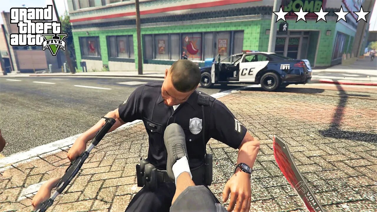 GTA 6 - Franklin’s FIRST PERSON FIVE STAR COP BATTLE (GTA V Funny Moments)