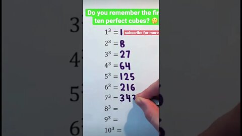Important cubes you must memorize (squares are important too!) #cubes #squares #cuberoots #roots