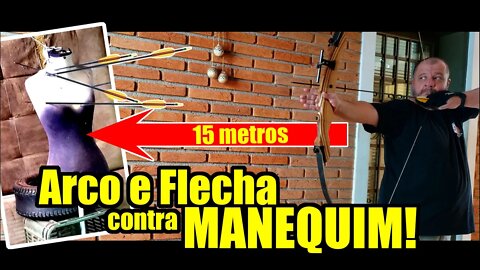 Arco e flecha DESTRUINDO manequim.