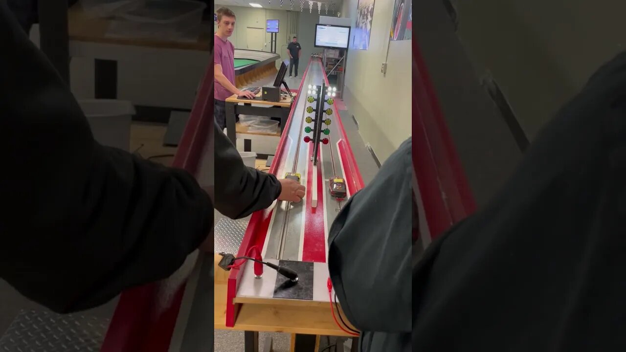 Eastern Hot Rodder: Starting line view of Slot Car Drags