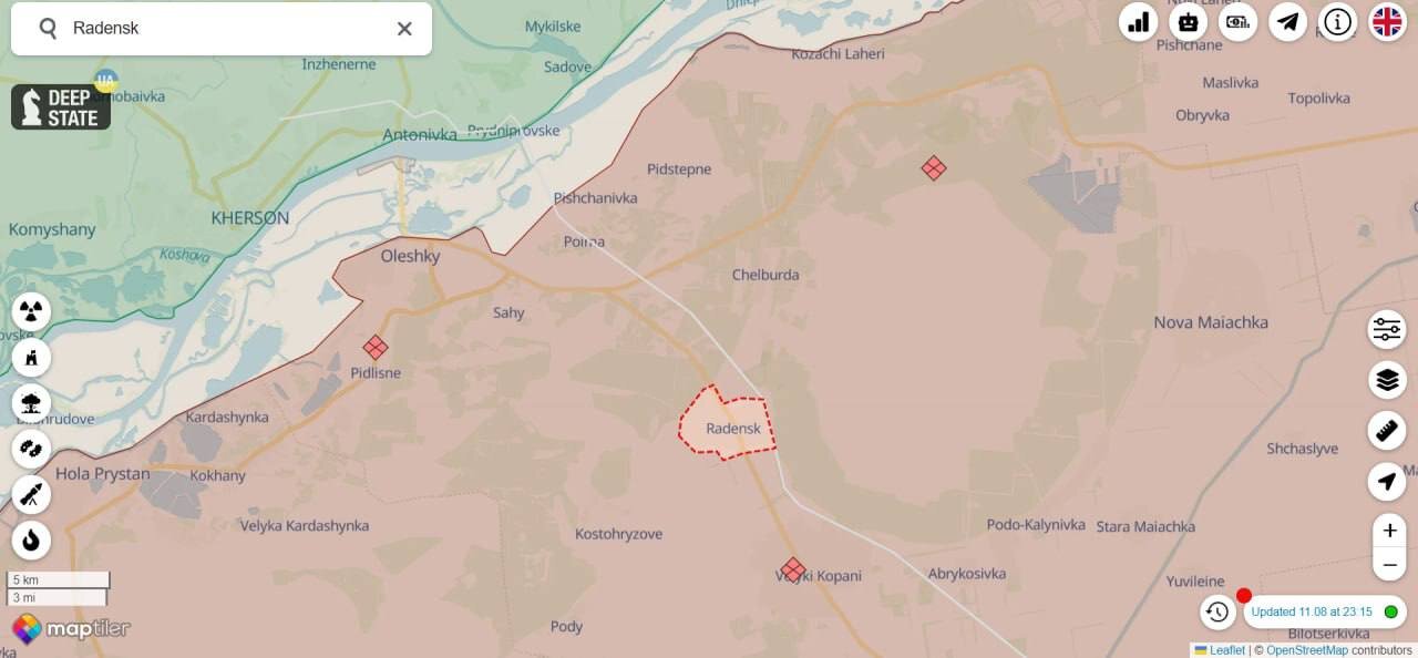 The result of today's strike on the occupiers' military base in Radensk