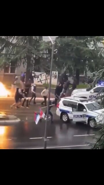 SKIRMISH in Belgrade Serbia- Christians chase away Police- McAfee Post 9 18 2022