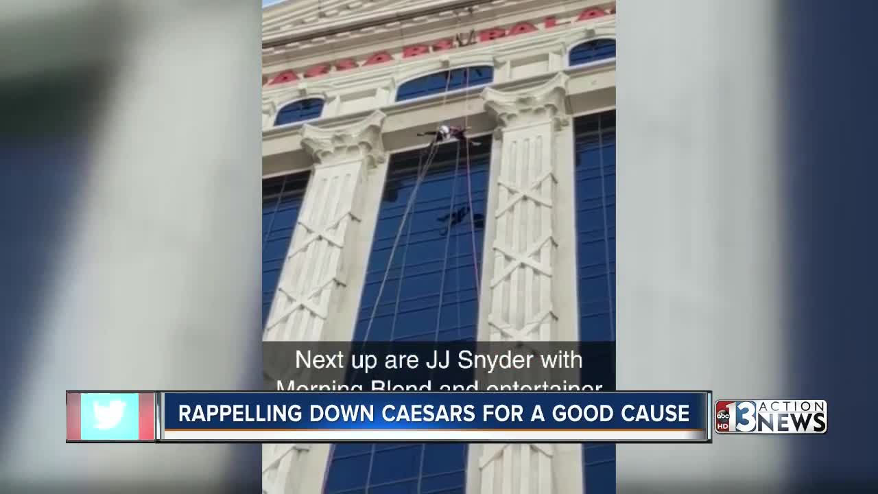 JJ Snyder and Chris Way rappel off Caesars Palace