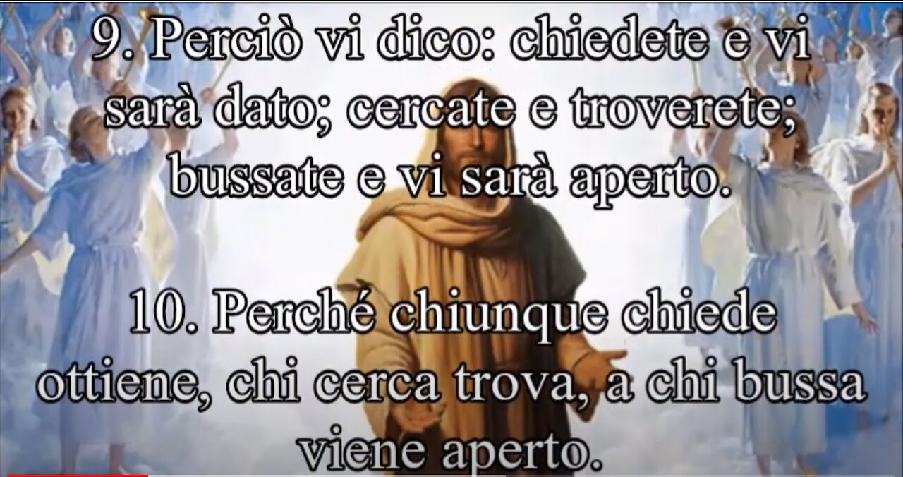 Vangelo di Luca ~ Capitolo 11 Perciò vi dico: chiedete e vi sarà dato; cercate e troverete; bussate e vi sarà aperto. Perché chiunque chiede ottiene, chi cerca trova, a chi bussa viene aperto.quanto più il Padre vostro celeste darà lo Spirito Santo