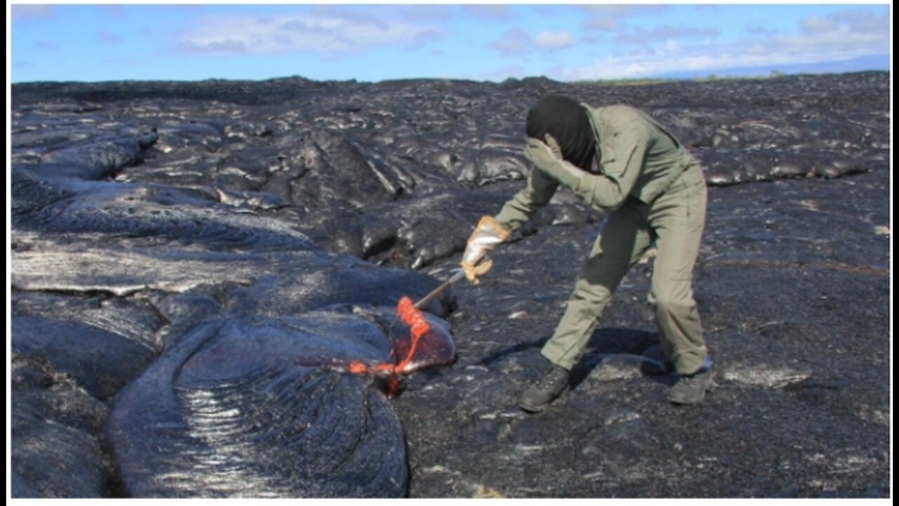 POV Of Geologists Collecting Lava