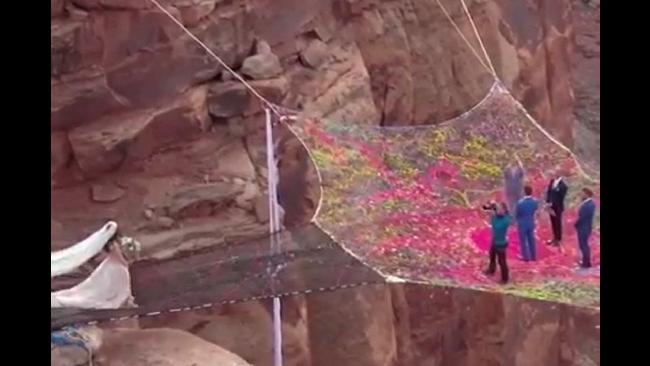 Love is in the Air: A Wedding Suspended 400 Feet Above a Canyon