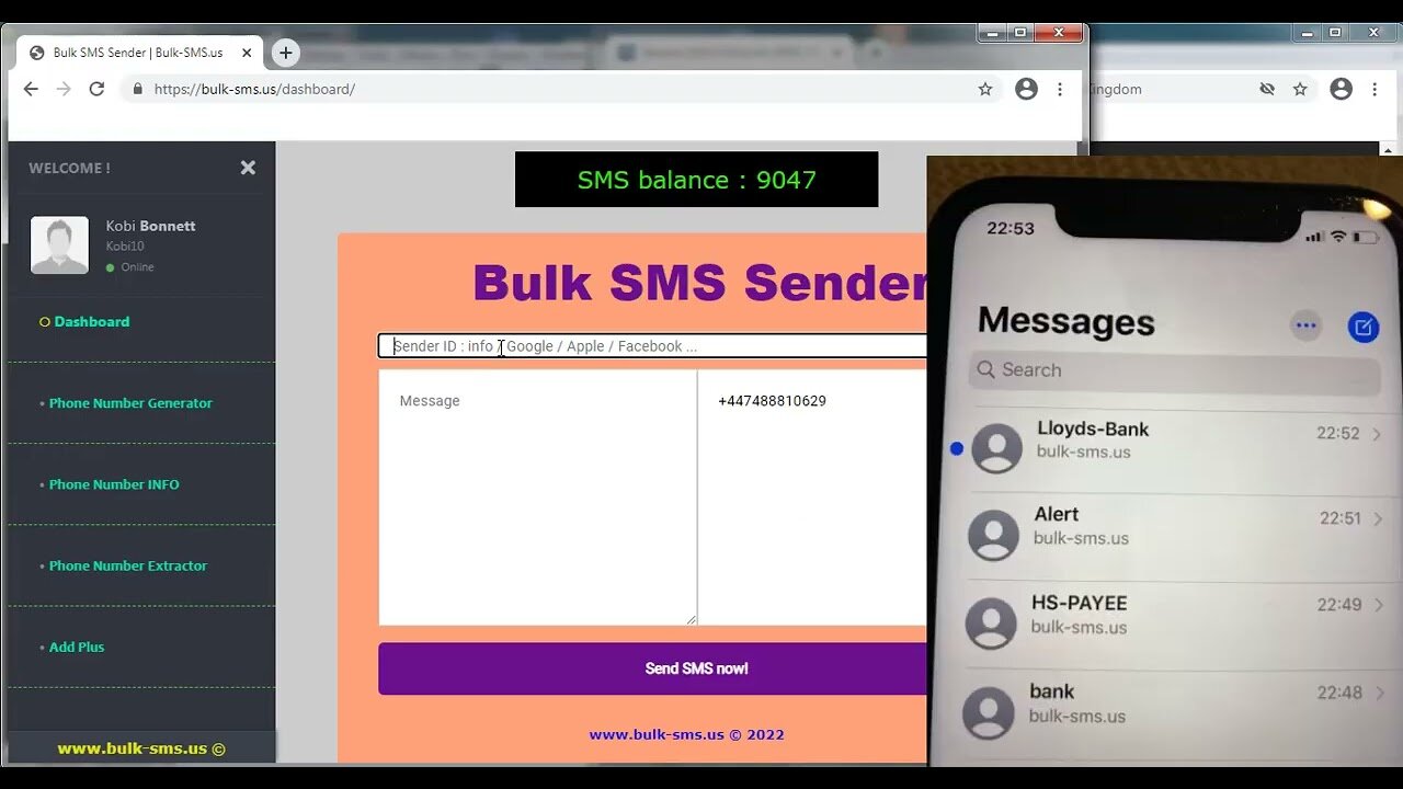 Send bulk SMS message (FREE TEST)|Free fake unlimited sms | sms without showing number