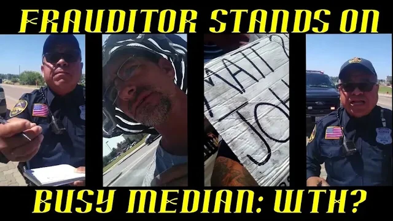 Frauditor Stands on Busy Median Exercising 1st Amendment Rights ~ WTH?